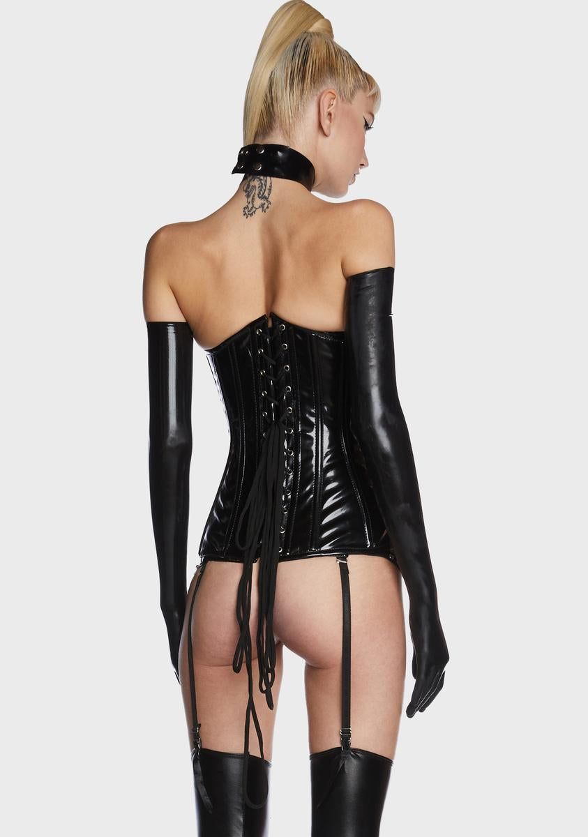 Black Lavish Patent Overbust Corset sold by Dolls Kill product image thumbnail 4