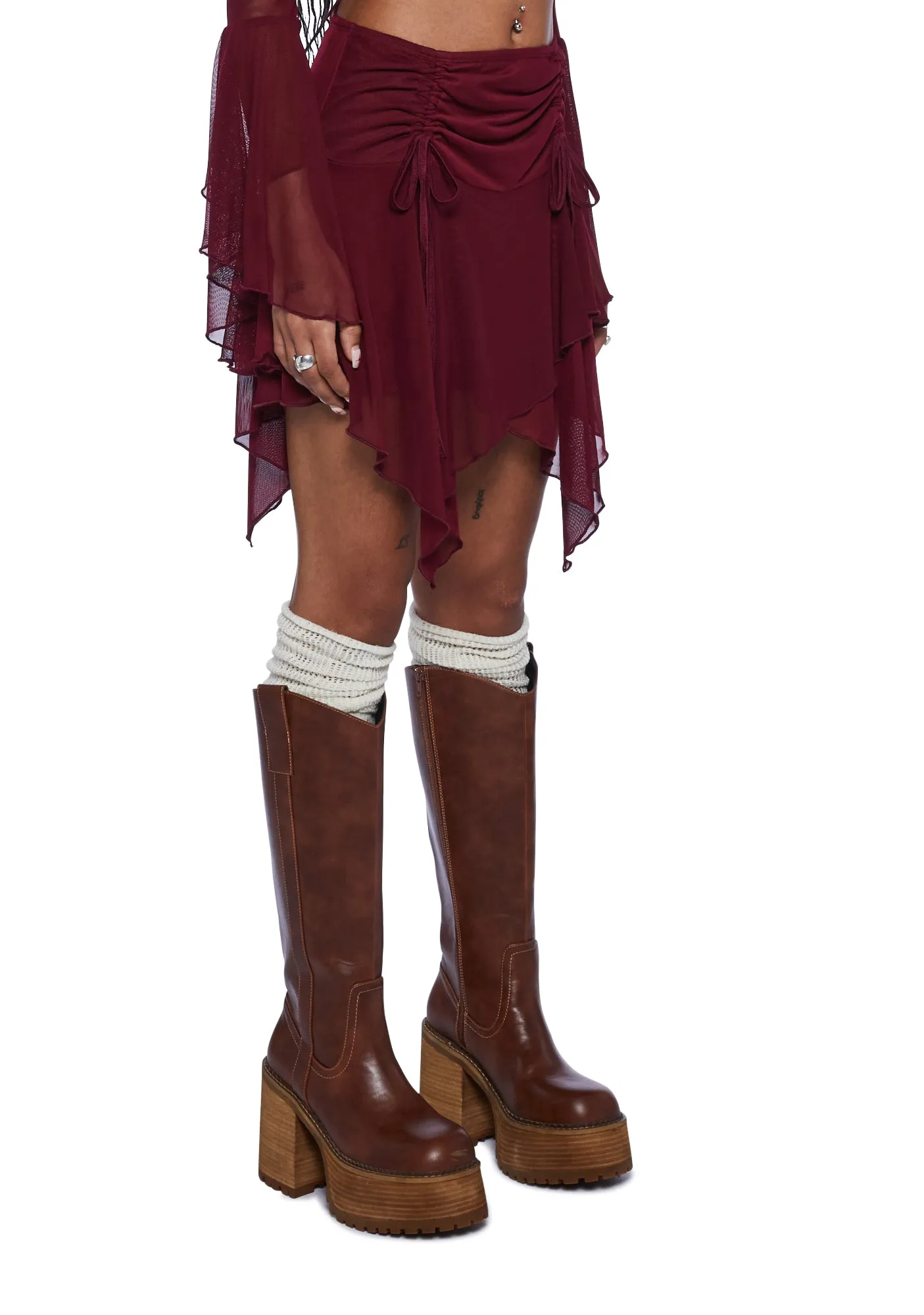 Wild Attraction Mesh Mini Skirt- Red sold by Dolls Kill product image thumbnail 4