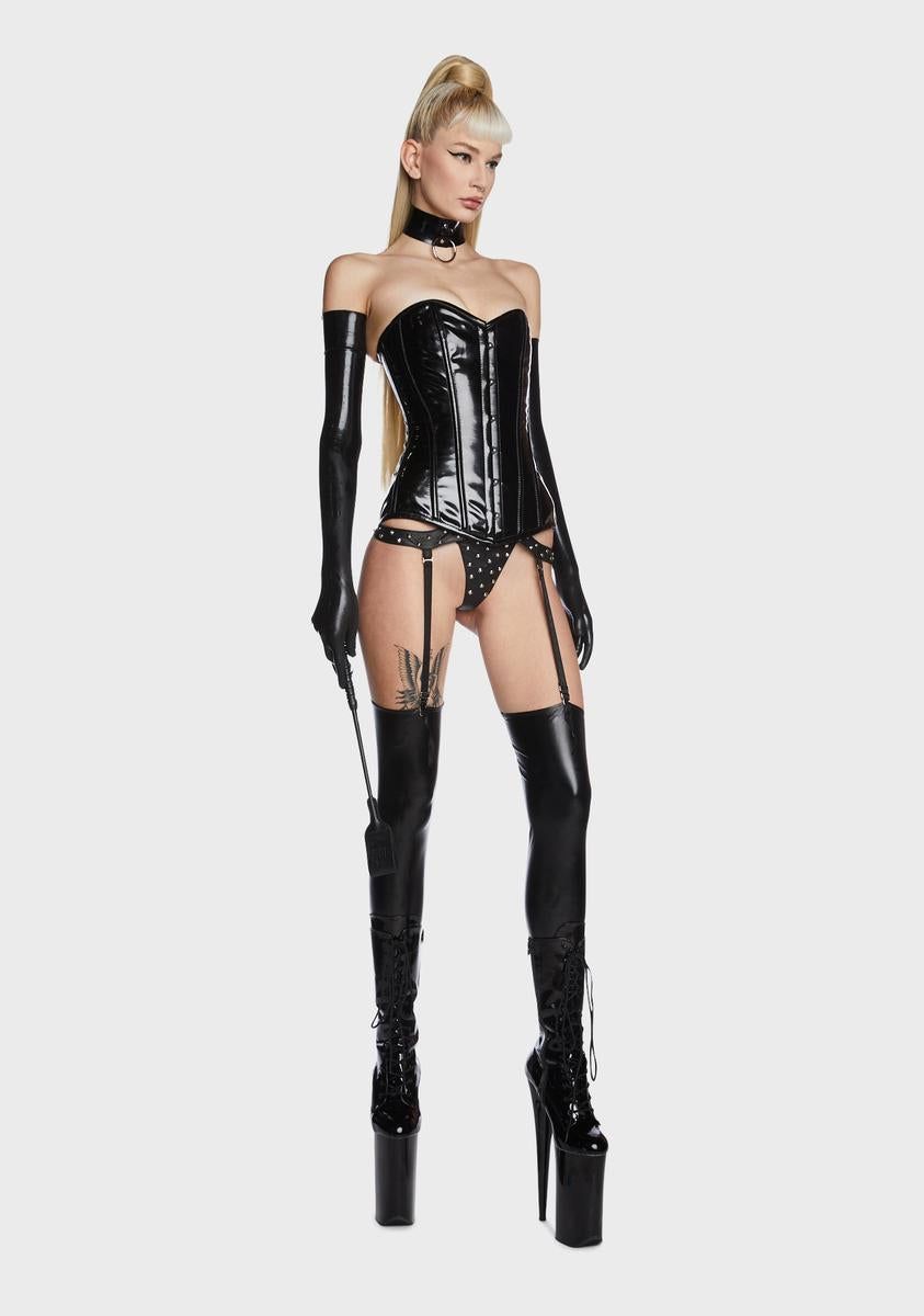 Black Lavish Patent Overbust Corset sold by Dolls Kill product image thumbnail 5
