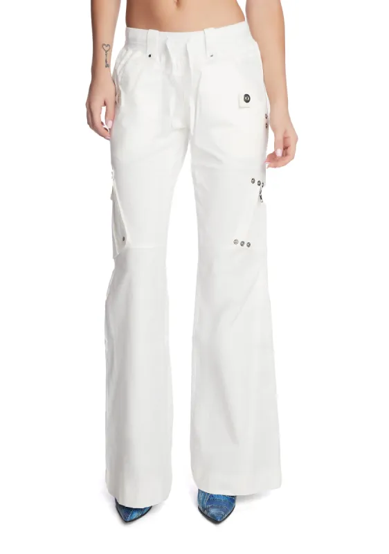 White Prilla Cargo Pants sold by Dolls Kill