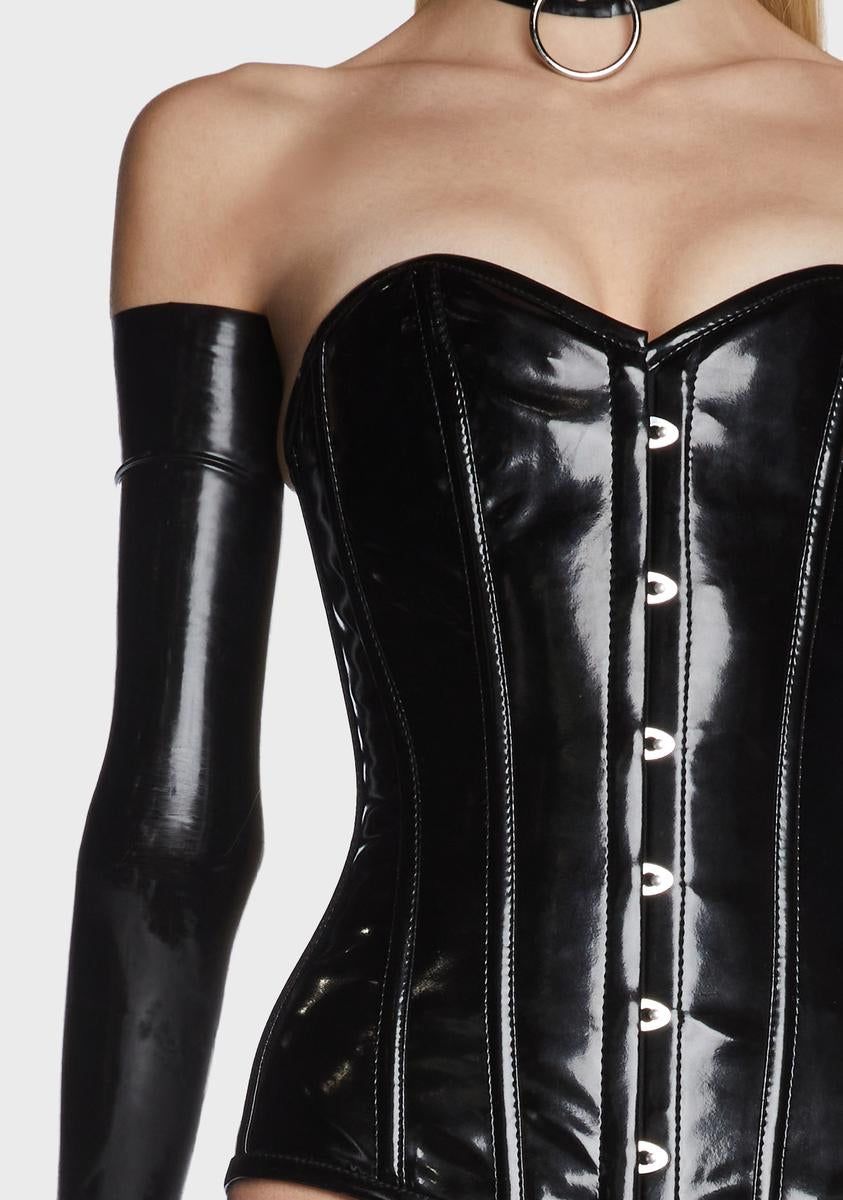 Black Lavish Patent Overbust Corset sold by Dolls Kill product image thumbnail 2