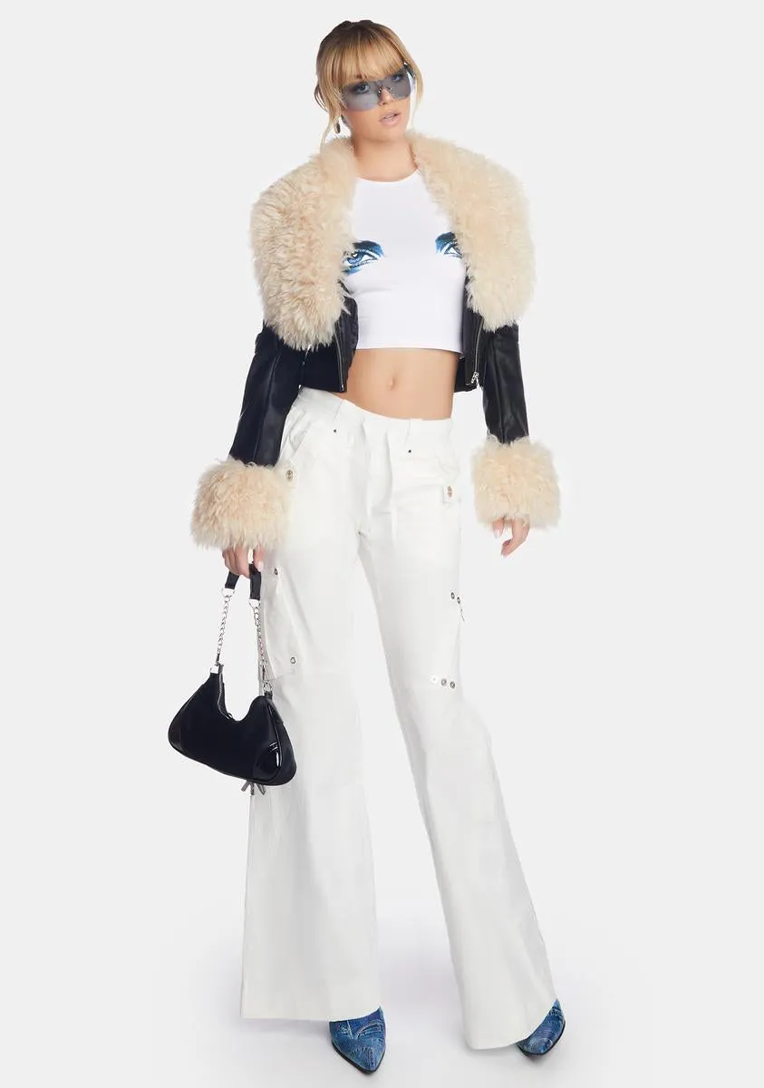 White Prilla Cargo Pants sold by Dolls Kill product image thumbnail 3