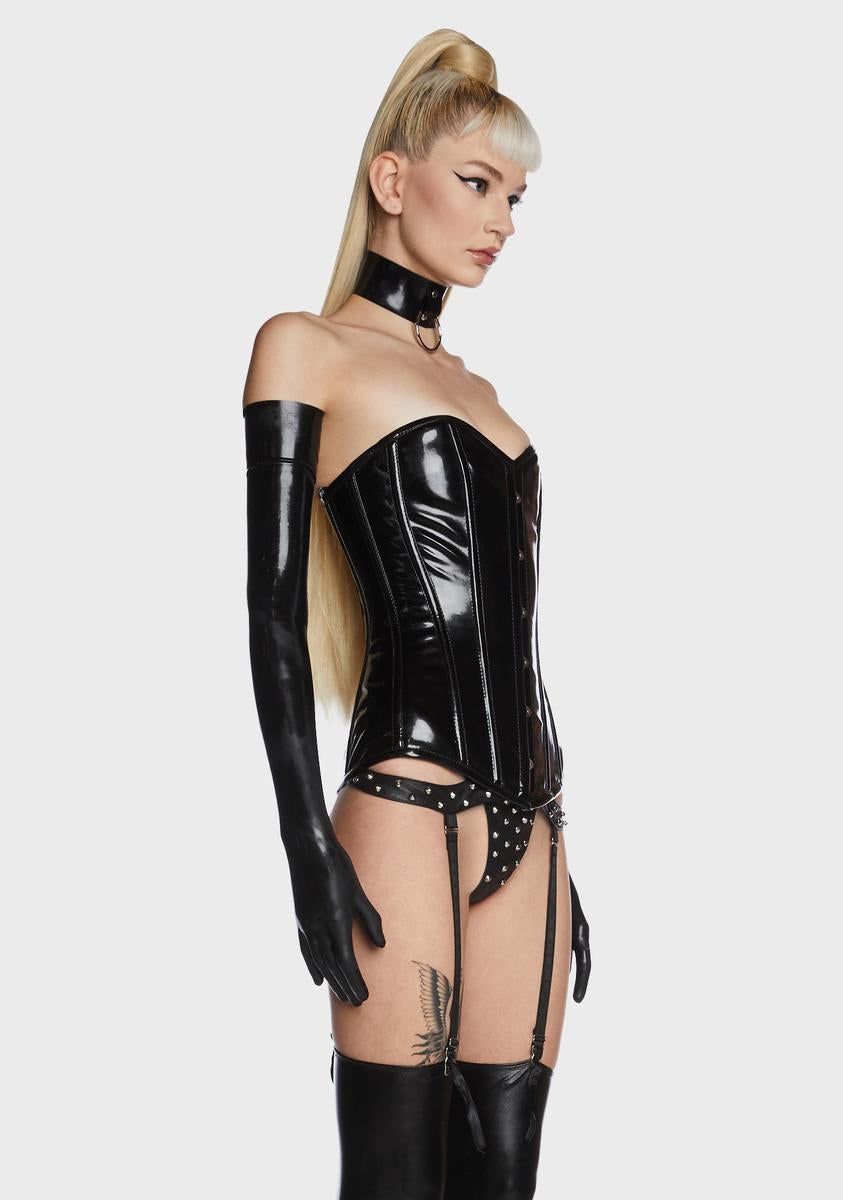 Black Lavish Patent Overbust Corset sold by Dolls Kill product image thumbnail 3