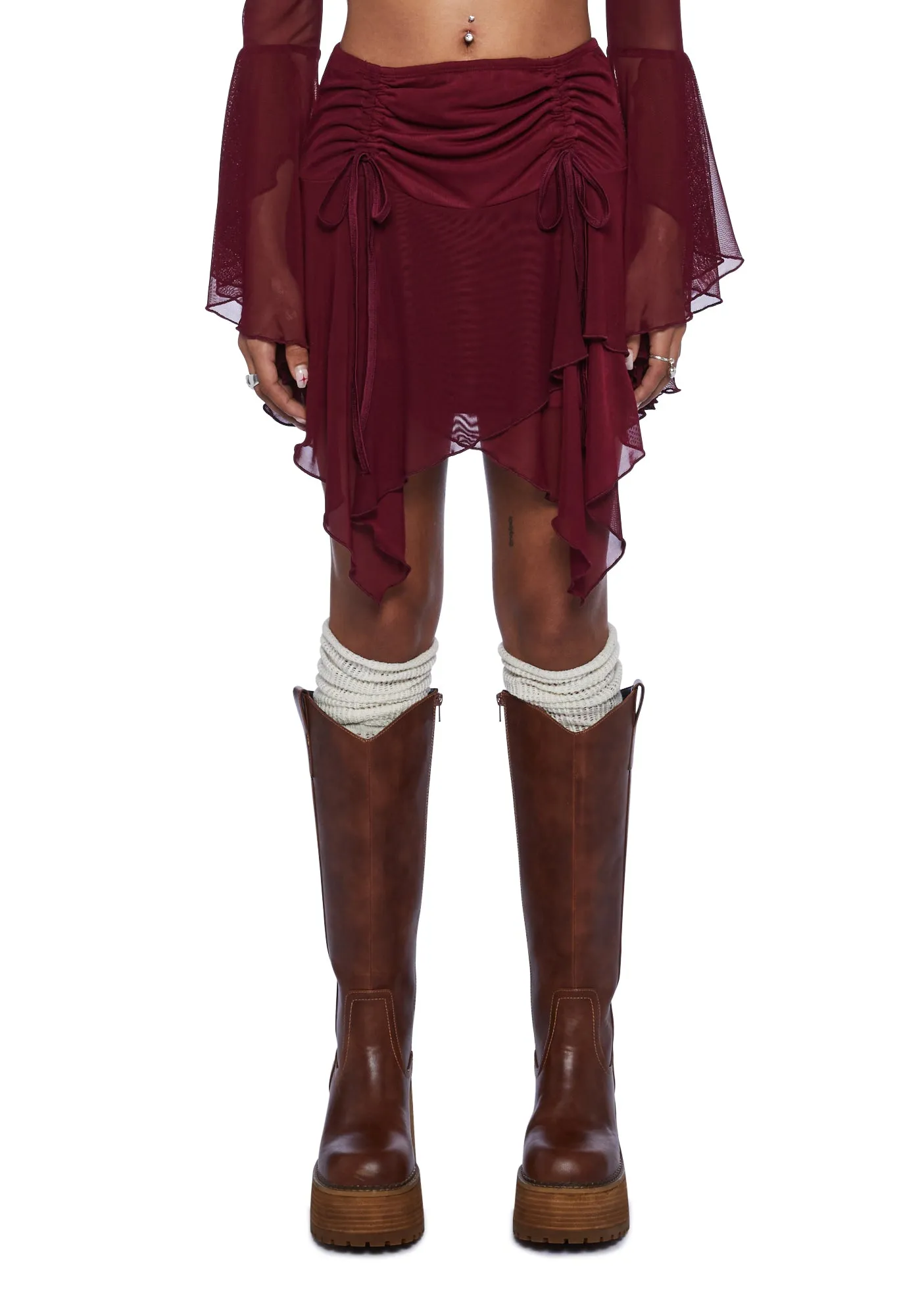 Wild Attraction Mesh Mini Skirt- Red sold by Dolls Kill