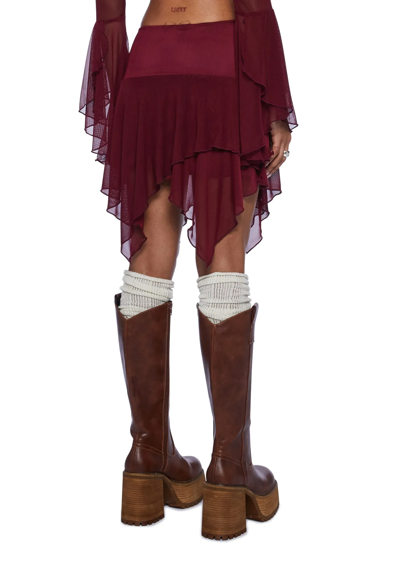 Wild Attraction Mesh Mini Skirt- Red sold by Dolls Kill product image thumbnail 5