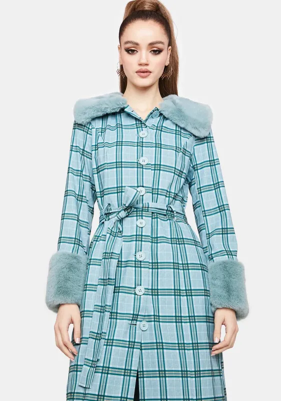 Teal Love Goes On Plaid Coat sold by Dolls Kill