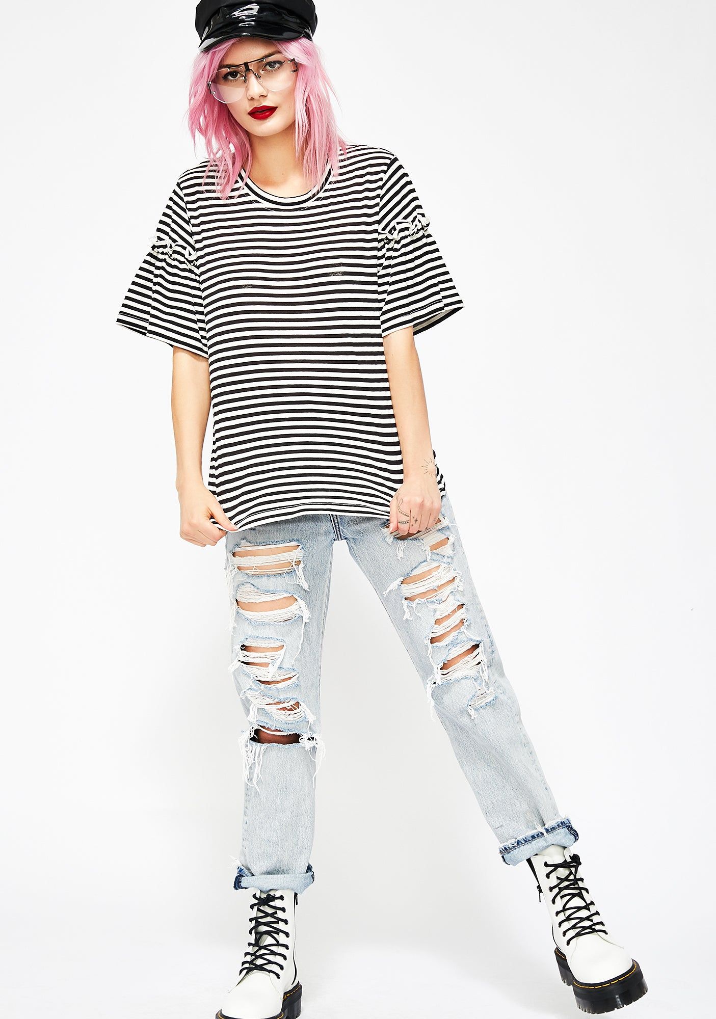 Midnight Soft Spot Striped Tee sold by Dolls Kill product image thumbnail 3