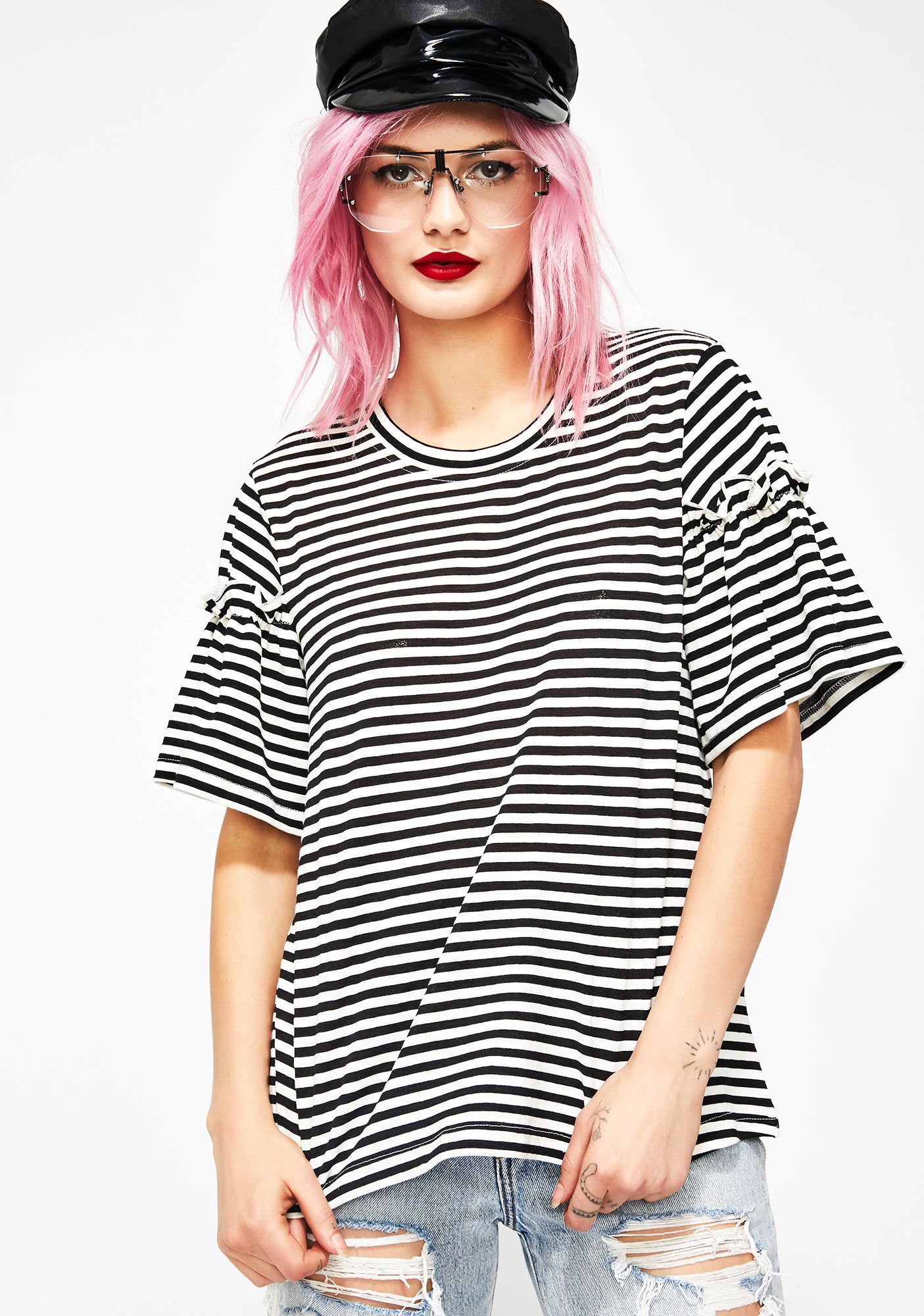 Midnight Soft Spot Striped Tee sold by Dolls Kill
