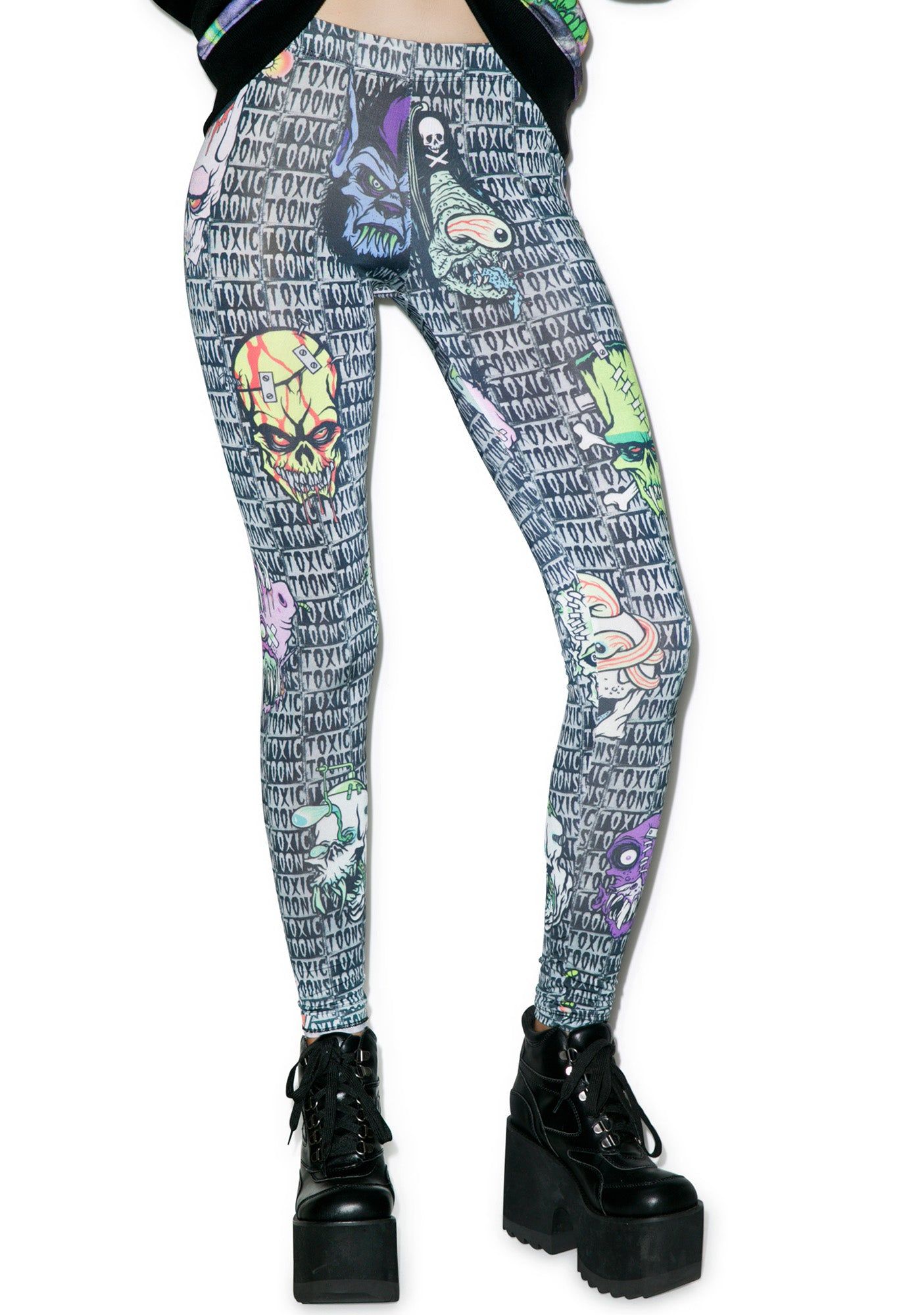 Toxic Toons Ugly Head Leggings sold by Dolls Kill