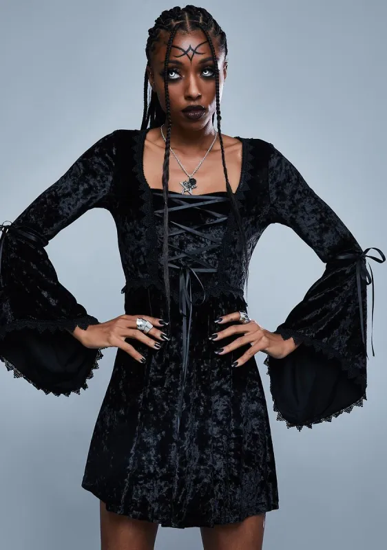 Fear The Night Bell Sleeve Dress sold by Dolls Kill