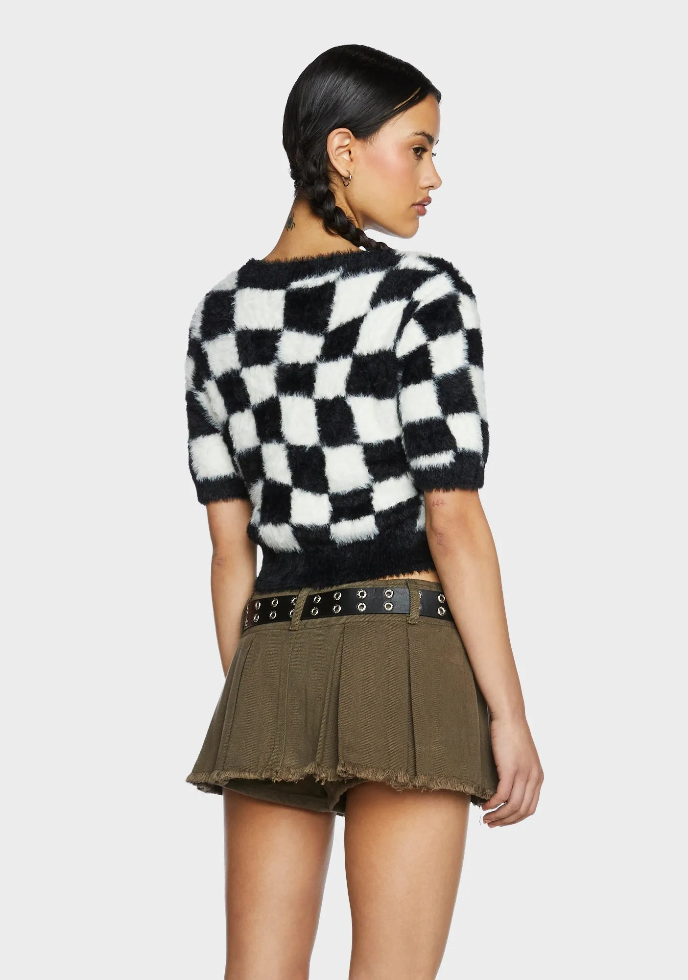 Checkered Knit Crop Top sold by Dolls Kill product image thumbnail 4