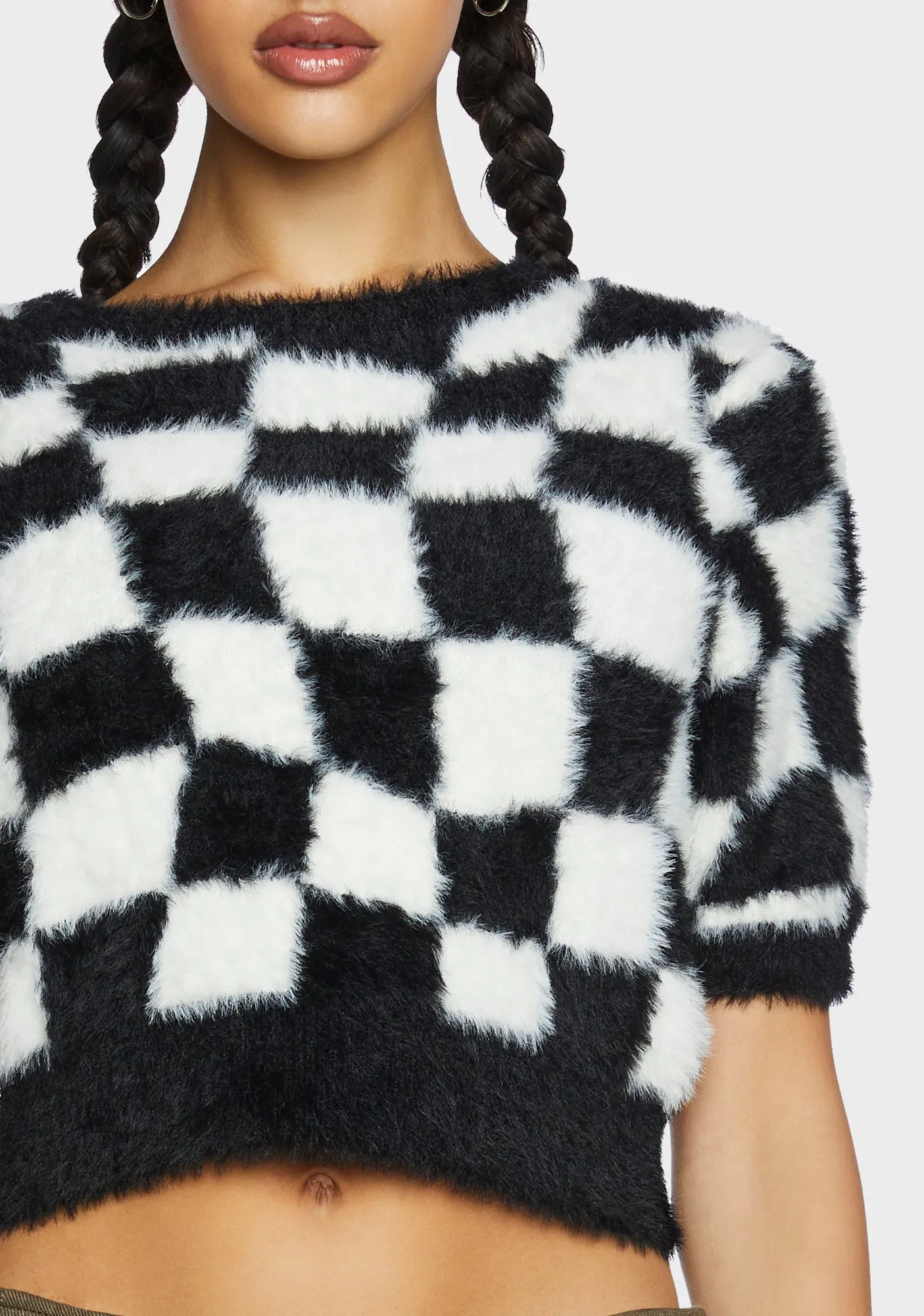 Checkered Knit Crop Top sold by Dolls Kill product image thumbnail 5