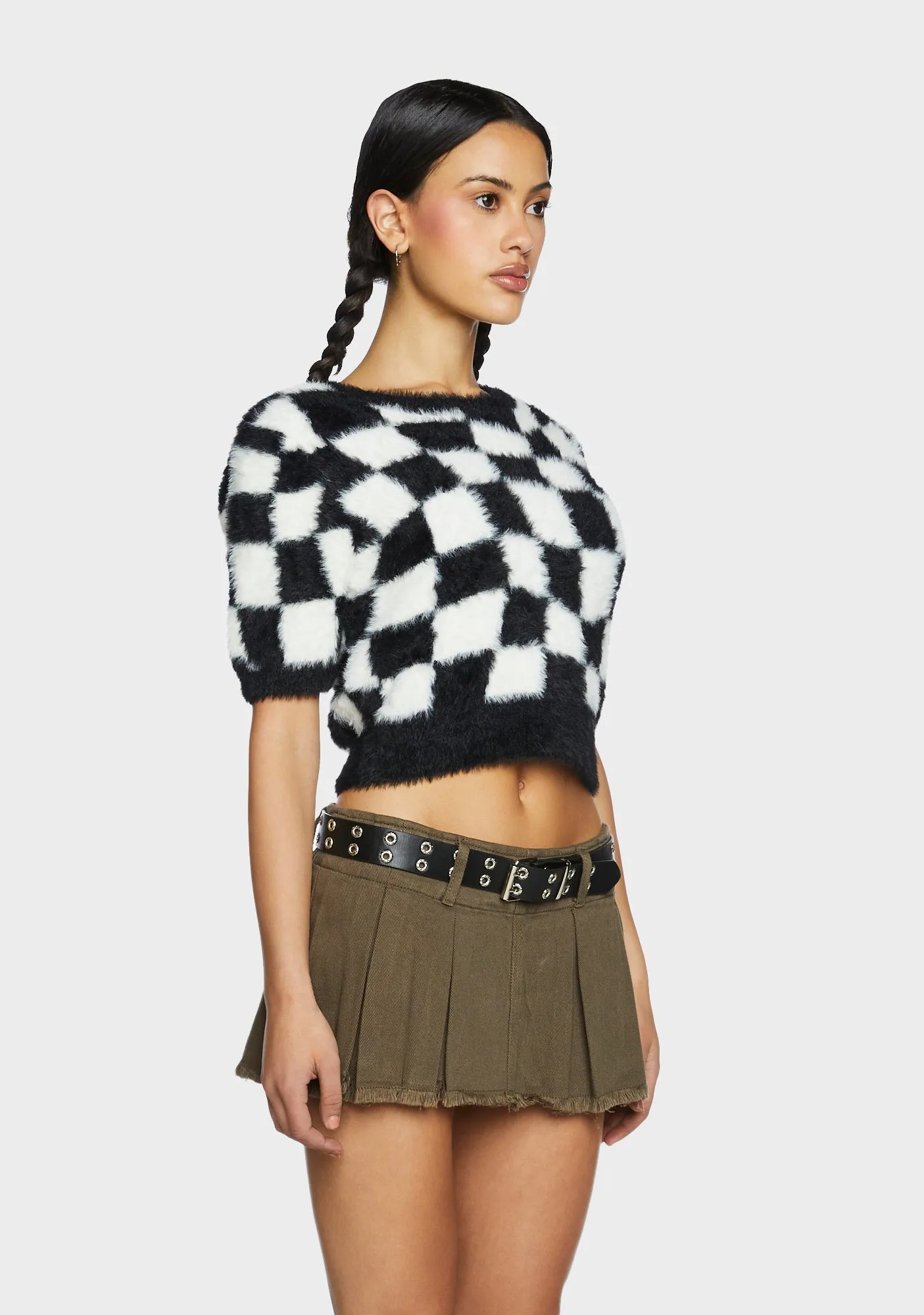 Checkered Knit Crop Top sold by Dolls Kill product image thumbnail 3