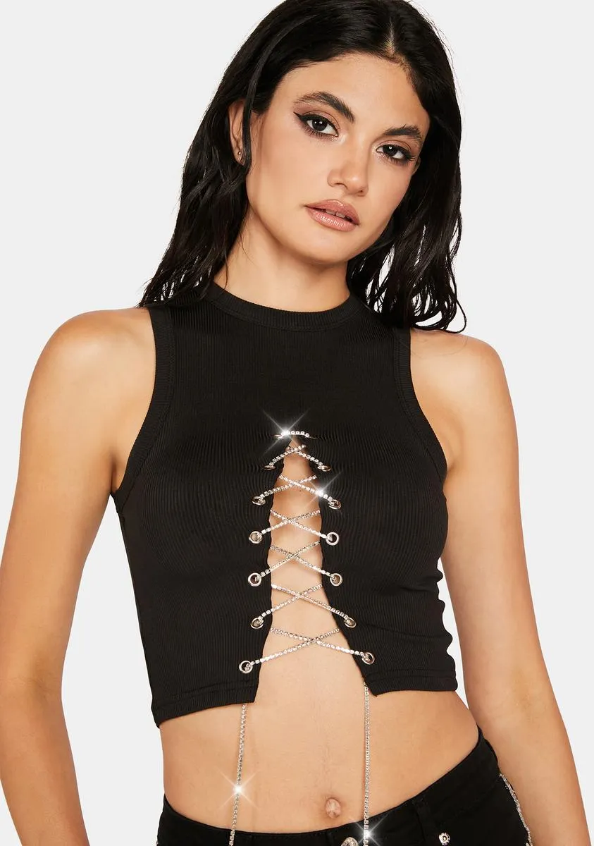 On The Rocks Lace-Up Crop Top sold by Dolls Kill