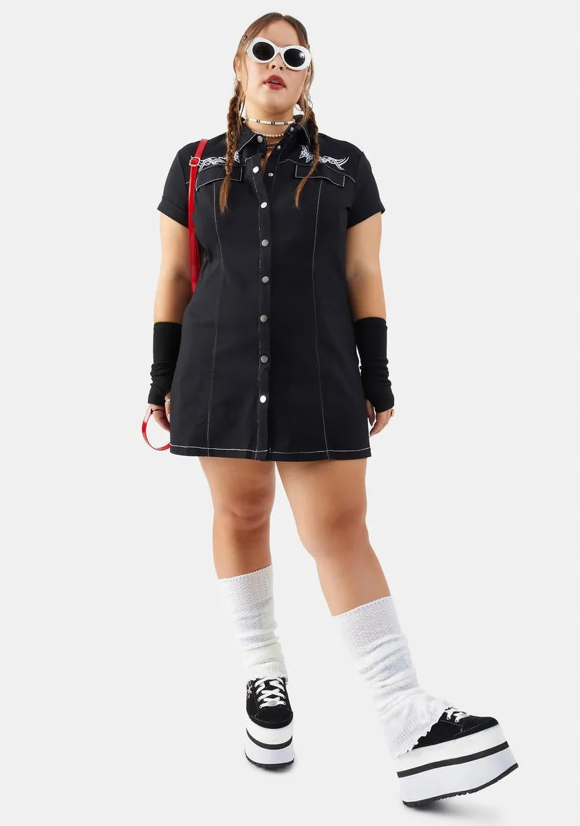Plus Made My Mark Embroidered Shirt Dress sold by Dolls Kill product image thumbnail 3