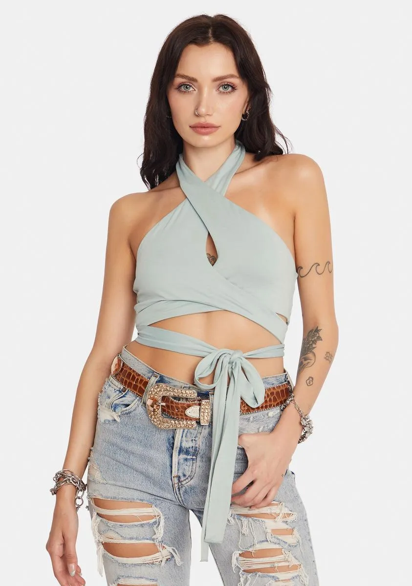 Mineral Relaxed State Cross Front Crop Top sold by Dolls Kill
