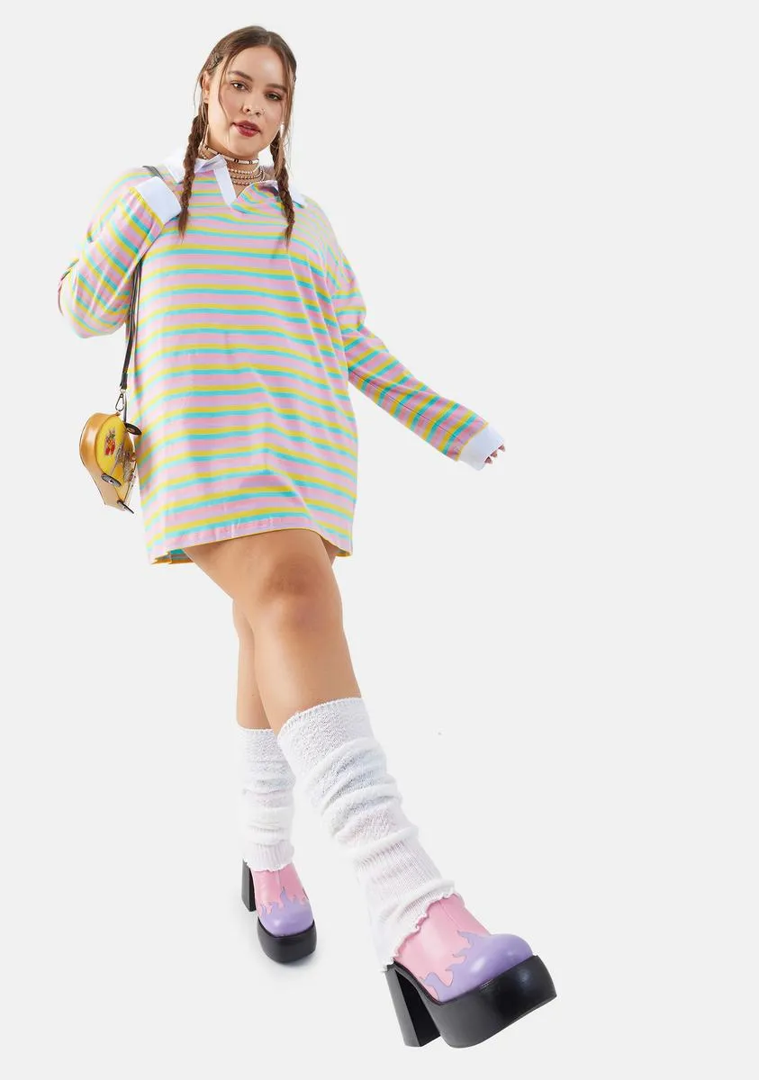 Plus Join The Club Striped Polo Tee sold by Dolls Kill product image thumbnail 3