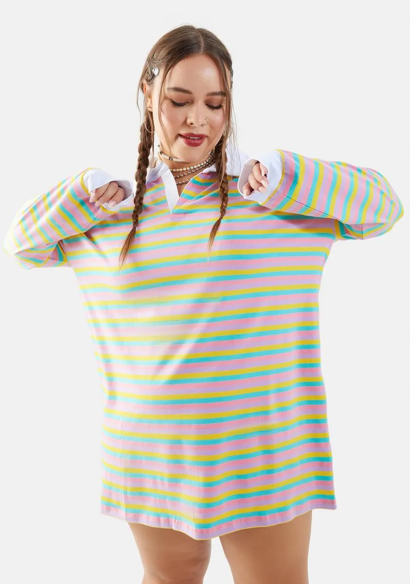 Plus Join The Club Striped Polo Tee sold by Dolls Kill