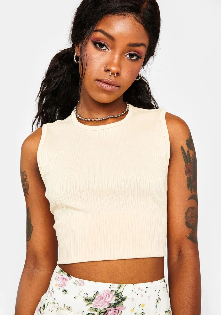 Sand Amelia Rib Tank Top sold by Dolls Kill