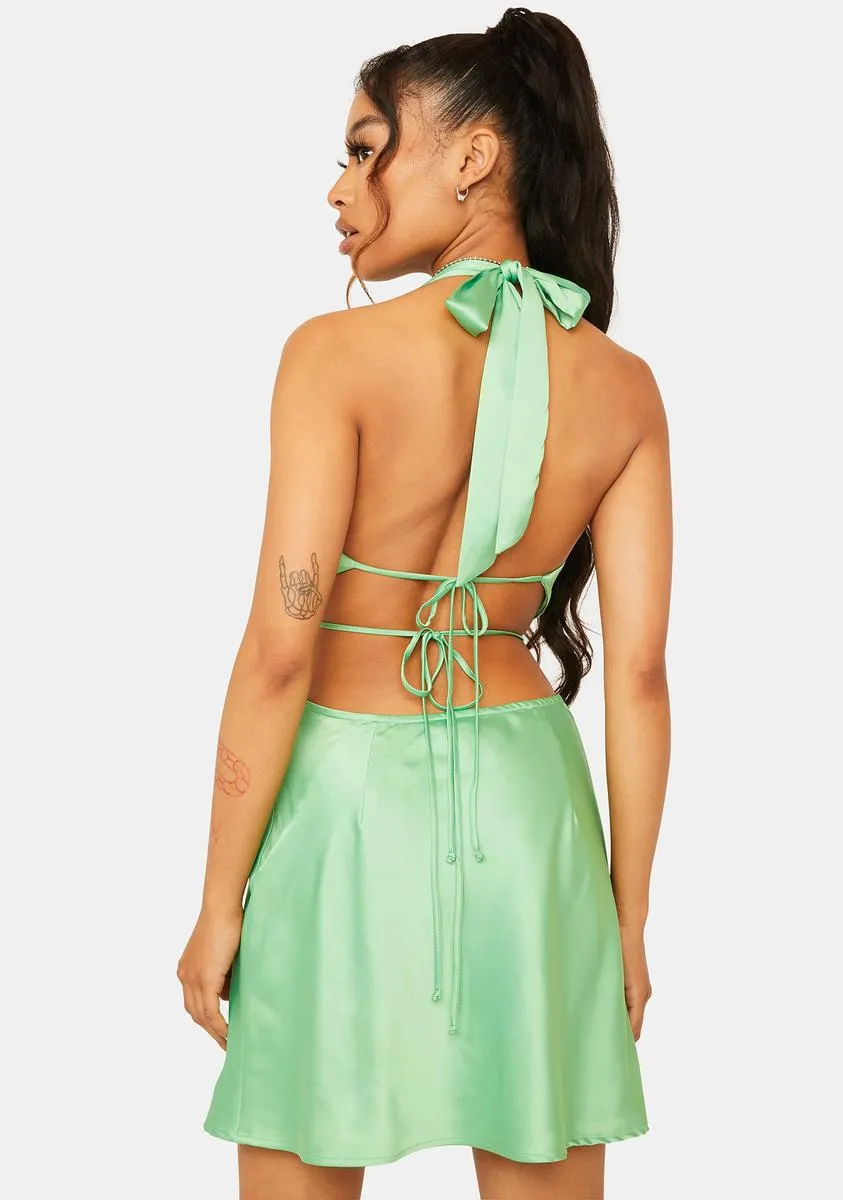 Flirt With Me Satin Halter Dress sold by Dolls Kill product image thumbnail 4