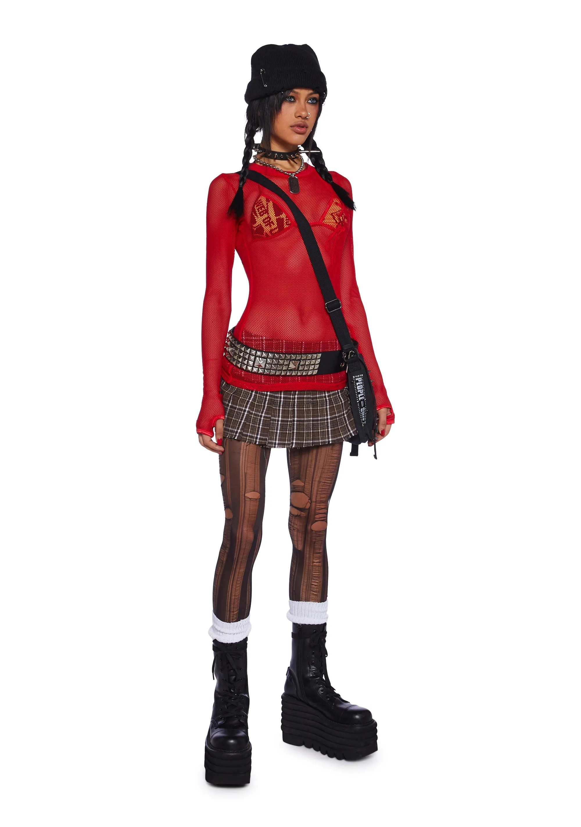 See Thru Me Fishnet Top - Red sold by Dolls Kill product image thumbnail 2
