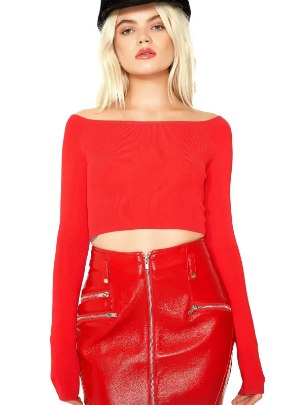Gettin’ Sassy Off-Shoulder Crop Top sold by Dolls Kill