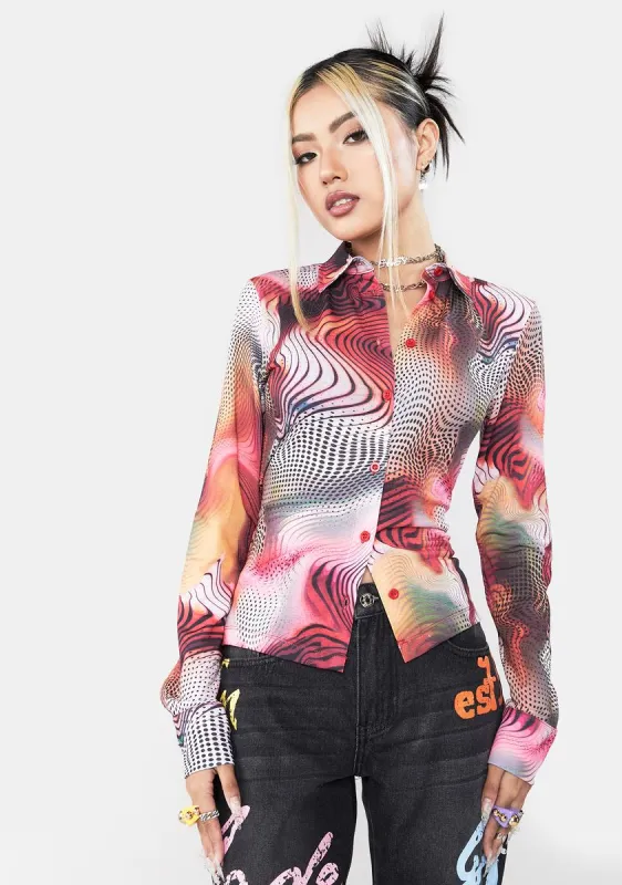 Swirl Print Tissue Jersey Shirt sold by Dolls Kill