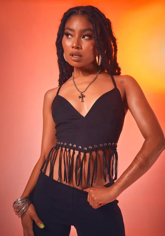 Rodeo Ties Fringe Bra Top sold by Dolls Kill