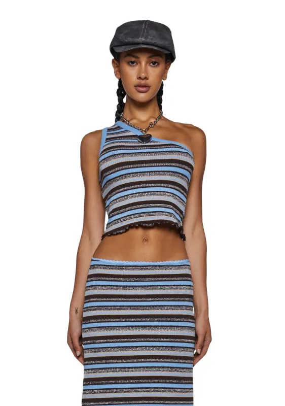 One Shoulder Stripe Tank Top sold by Dolls Kill