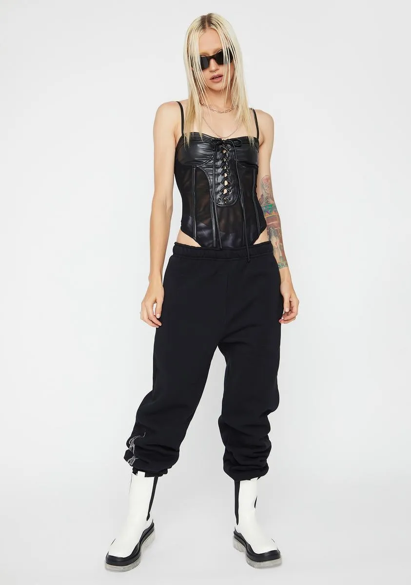 Noir True Remix Lace-Up Bodysuit sold by Dolls Kill product image thumbnail 3