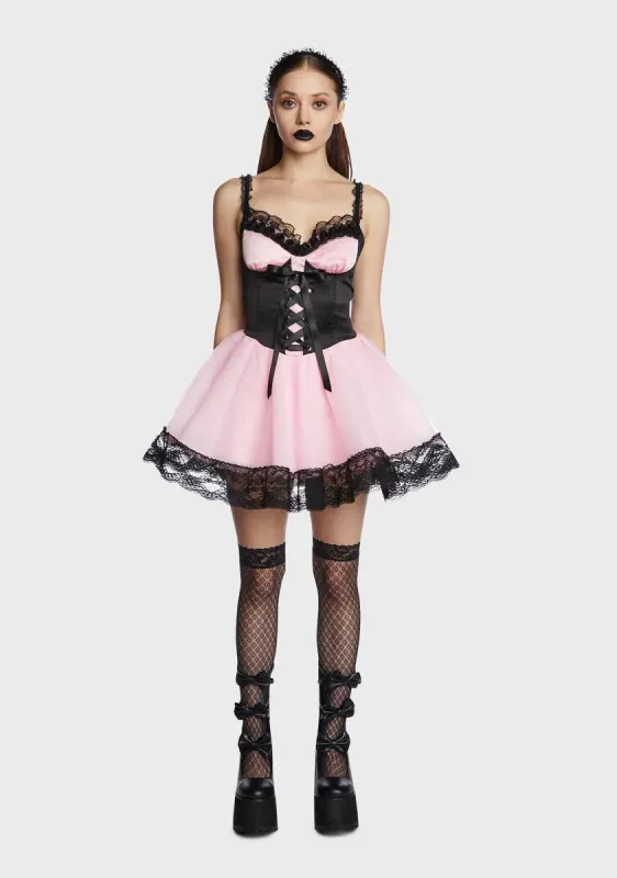 Blush Veiled Gloom Corset Dress sold by Dolls Kill