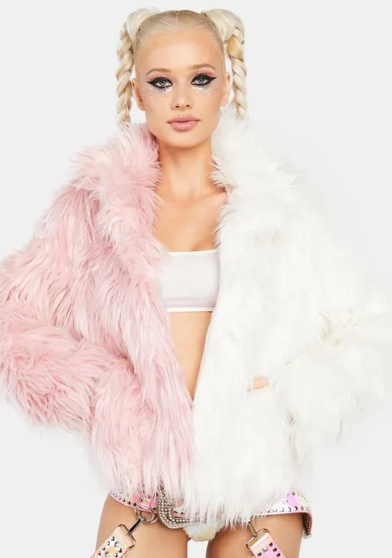 Blush Balancing Act Faux Fur Jacket sold by Dolls Kill
