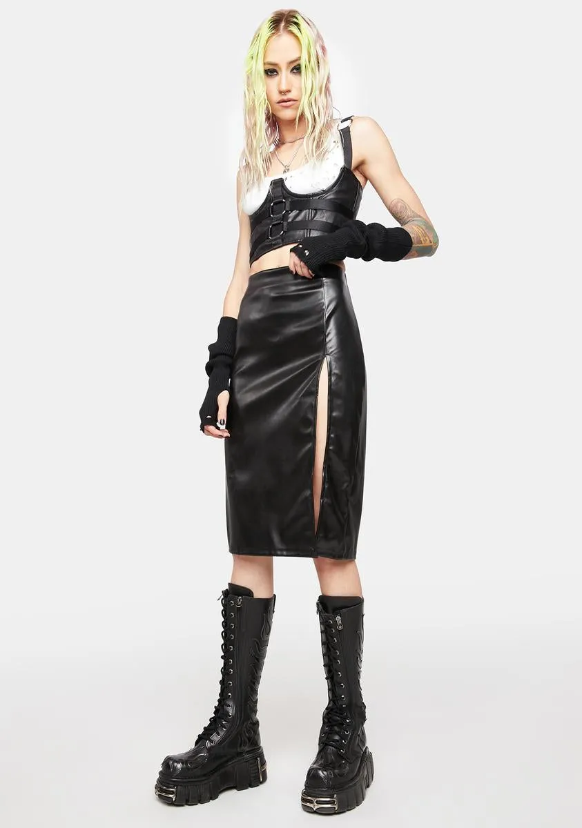 Good Reason Vegan Leather Midi Skirt sold by Dolls Kill product image thumbnail 2