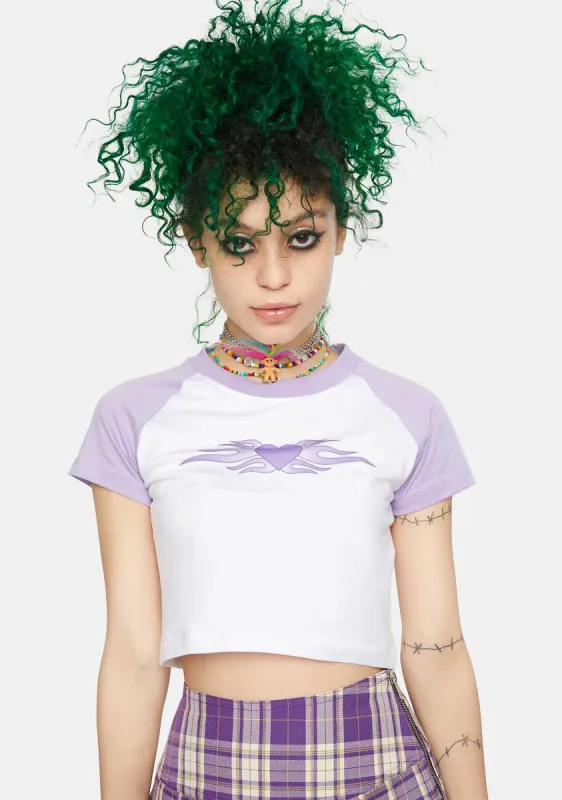 Flaming Heart Print Ribbed Crop Top sold by Dolls Kill