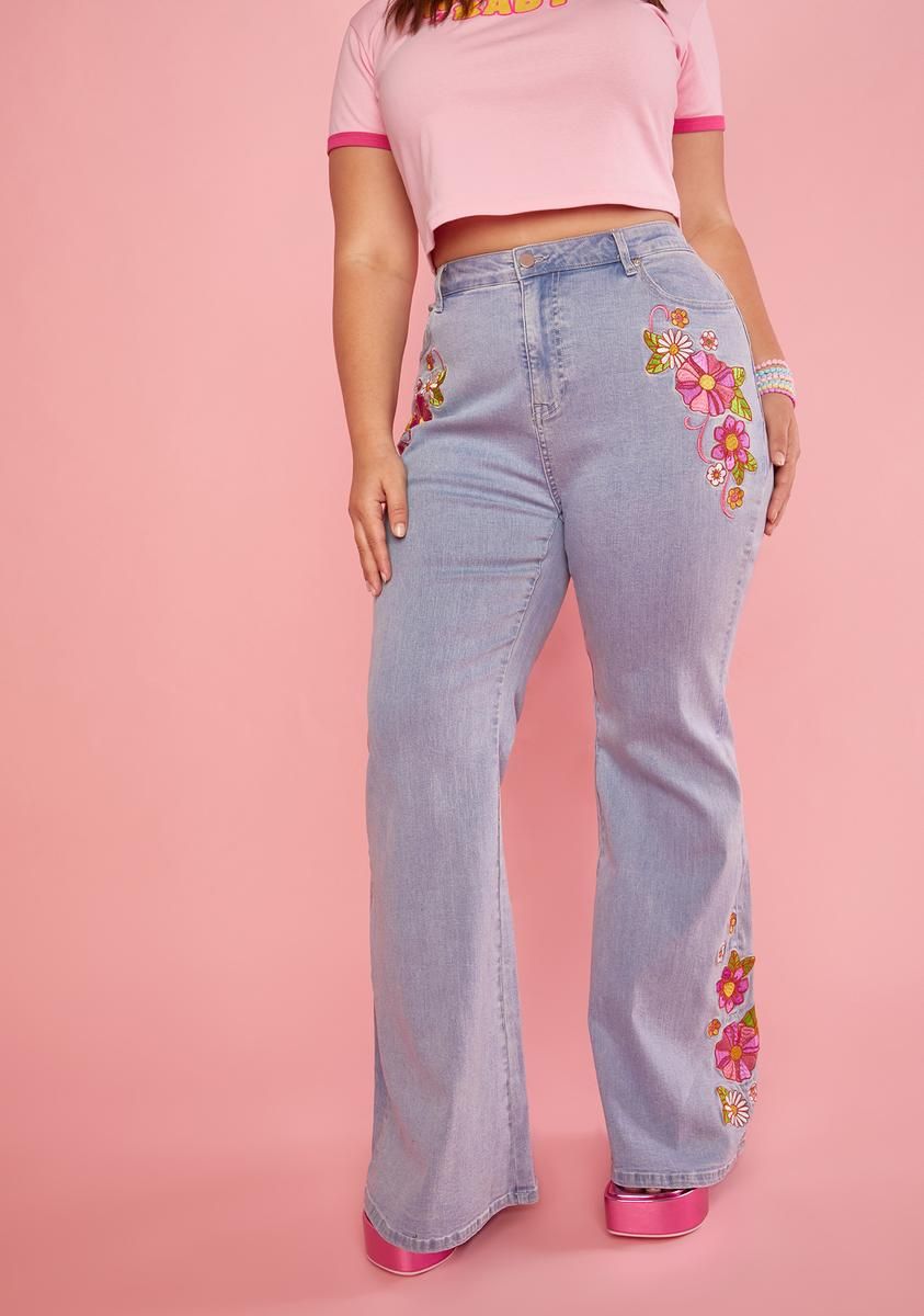 Plus Outta Sight Flare Jeans sold by Dolls Kill