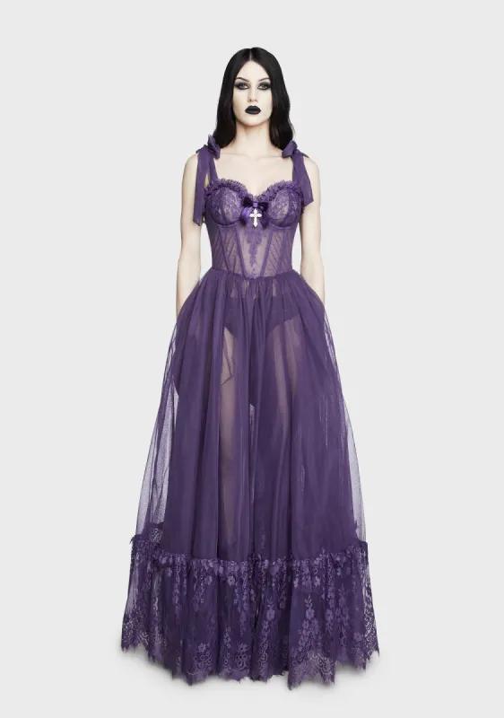 Dance With Death Sleeveless Maxi Dress - Violet sold by Dolls Kill