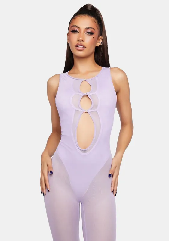 Lavender Modern Fusion Mesh Jumpsuit sold by Dolls Kill