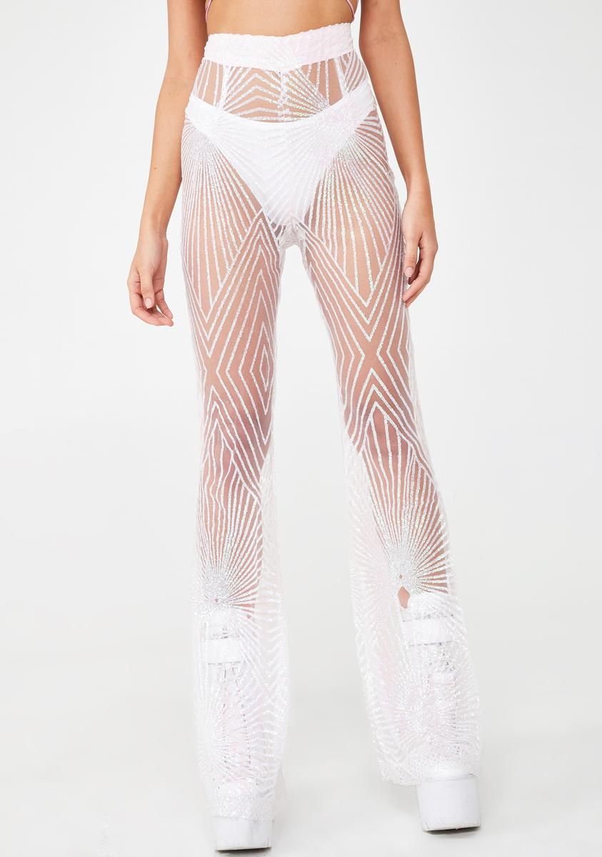 Sugar Walking In Memphis Glitter Flares sold by Dolls Kill