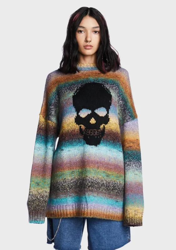 Spacedye Skull Knit Sweater sold by Dolls Kill