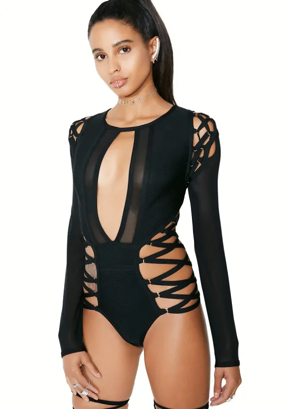 Mixed Emotions Strappy Bodysuit sold by Dolls Kill