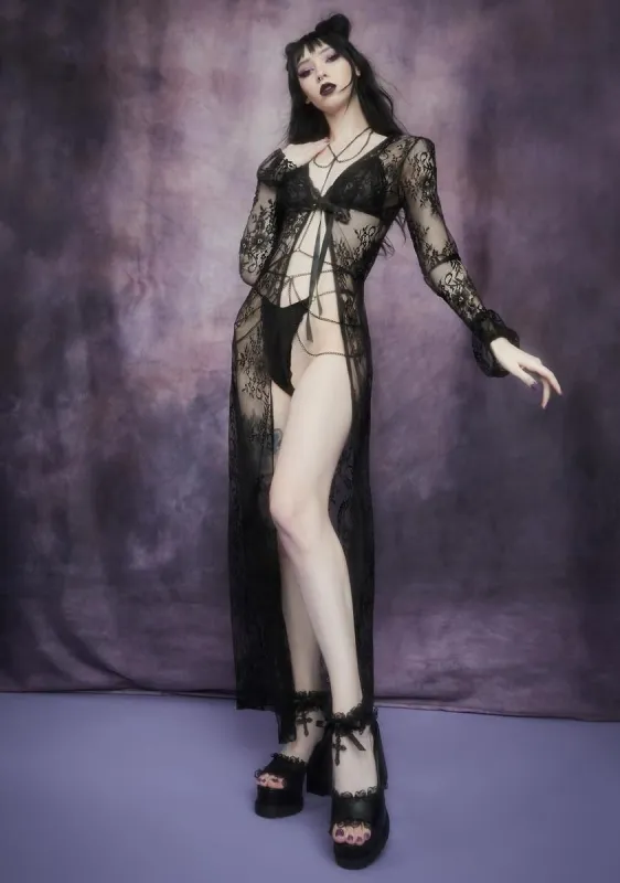 Demonology Lace Bell Sleeve Duster sold by Dolls Kill