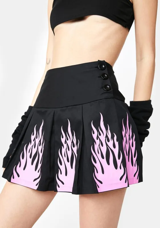 Flirting With The Devil Pleated Skirt sold by Dolls Kill