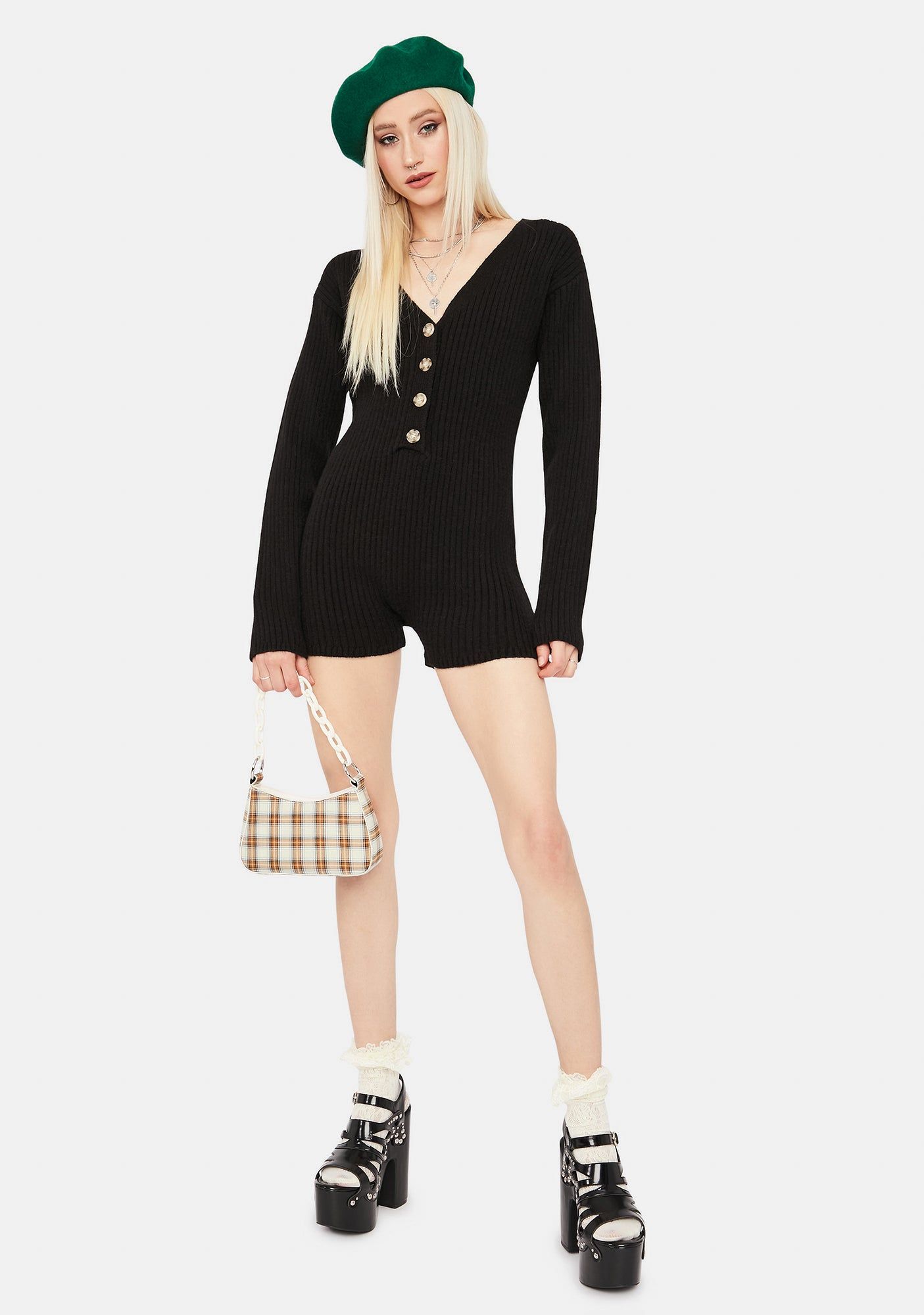 Chill Takeover Knit Ribbed Romper sold by Dolls Kill product image thumbnail 3