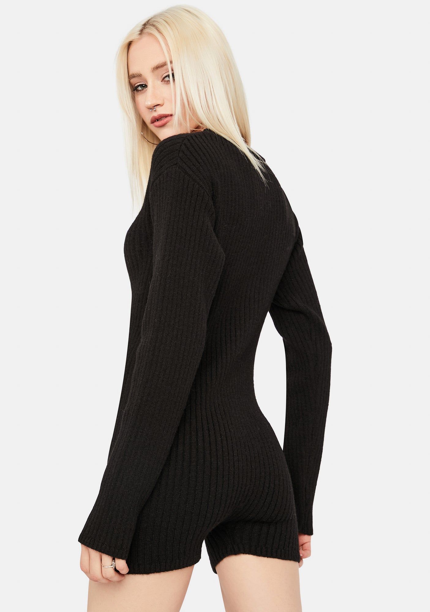 Chill Takeover Knit Ribbed Romper sold by Dolls Kill product image thumbnail 4