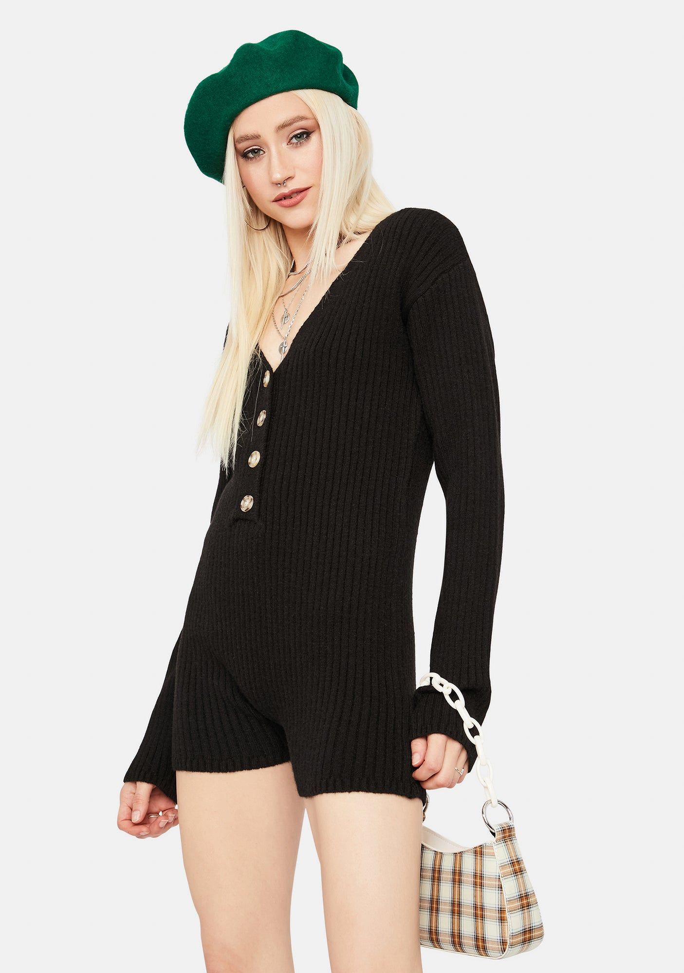 Chill Takeover Knit Ribbed Romper sold by Dolls Kill product image thumbnail 2