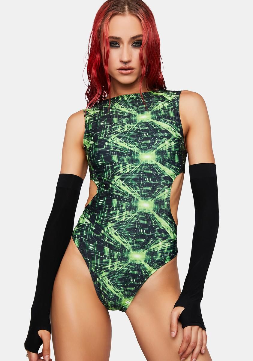 Cyber Grid Cut Out Bodysuit sold by Dolls Kill