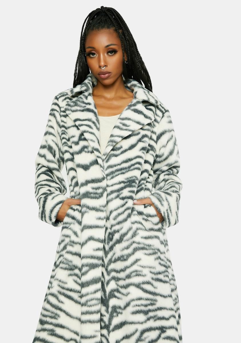 Zebra Cake Faux Fur Coat sold by Dolls Kill