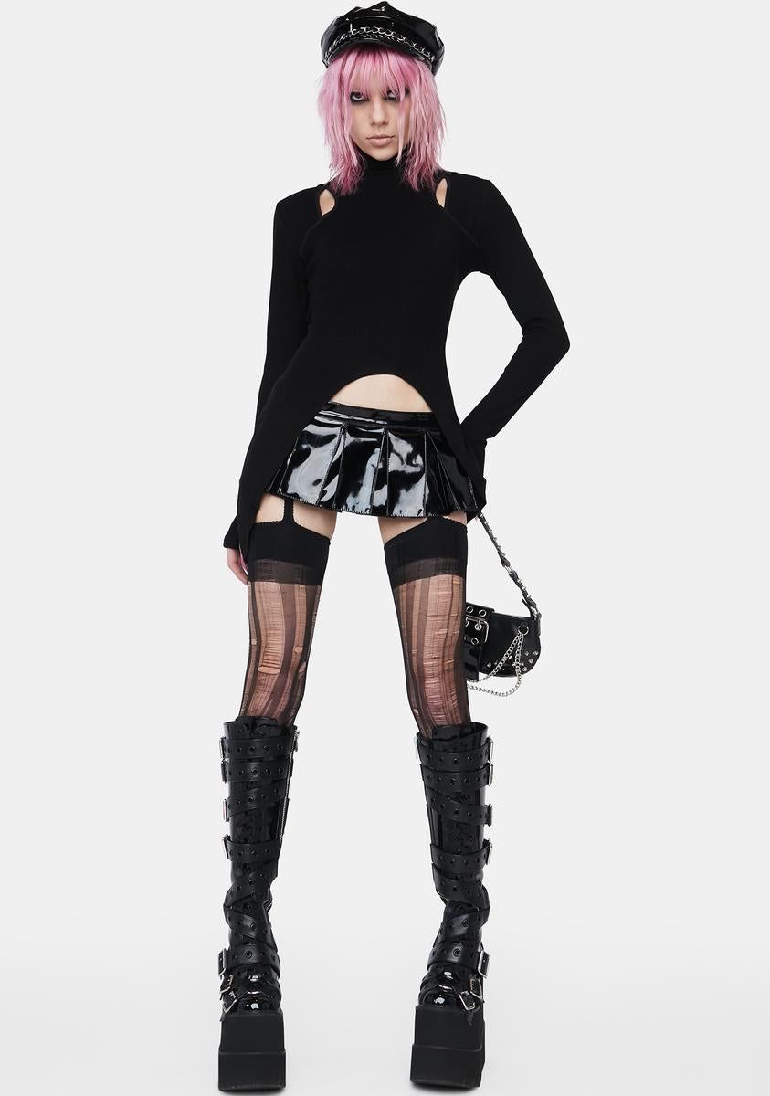 High Collar Pointed Hem Cut Out Top sold by Dolls Kill product image thumbnail 3