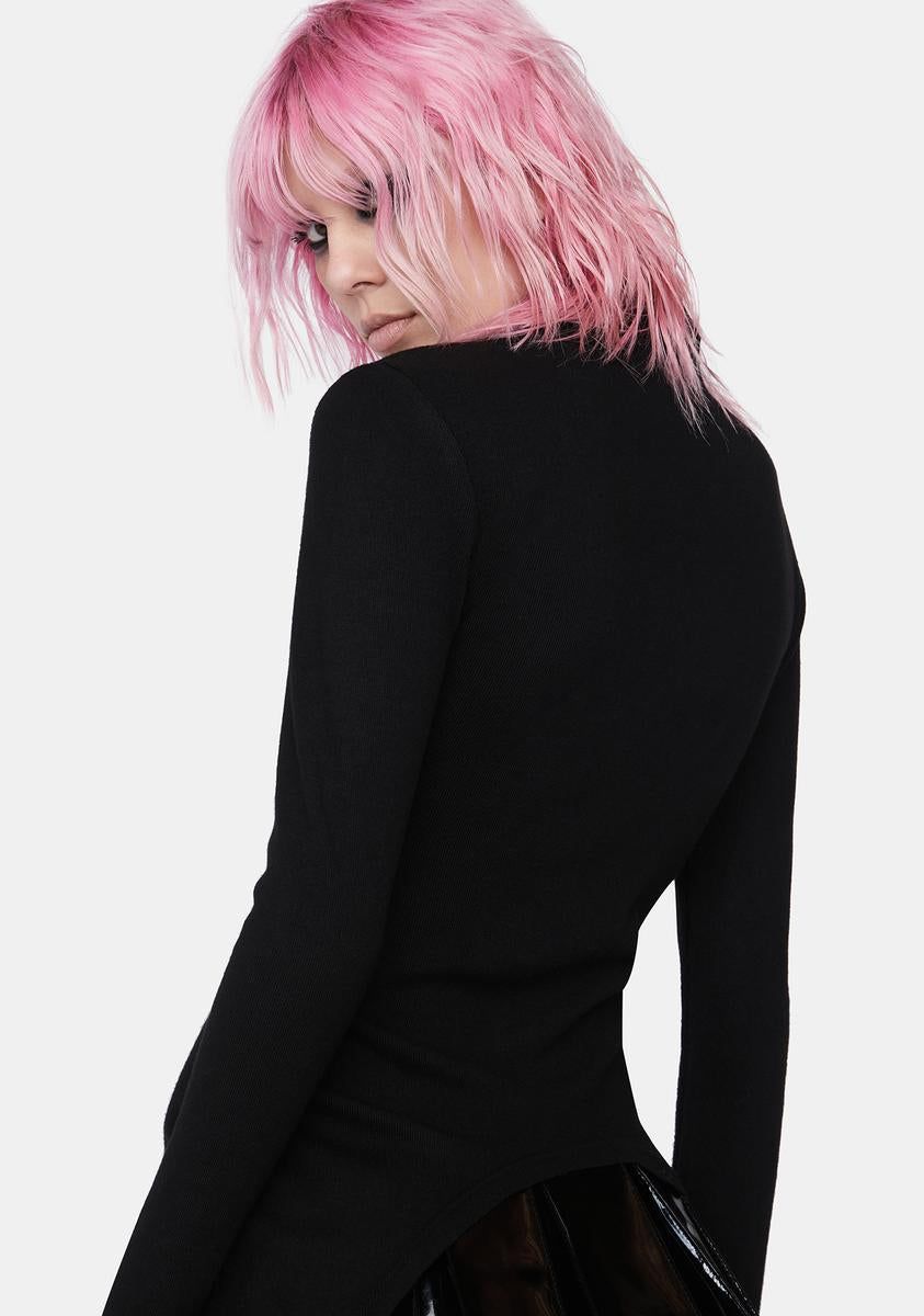 High Collar Pointed Hem Cut Out Top sold by Dolls Kill product image thumbnail 4