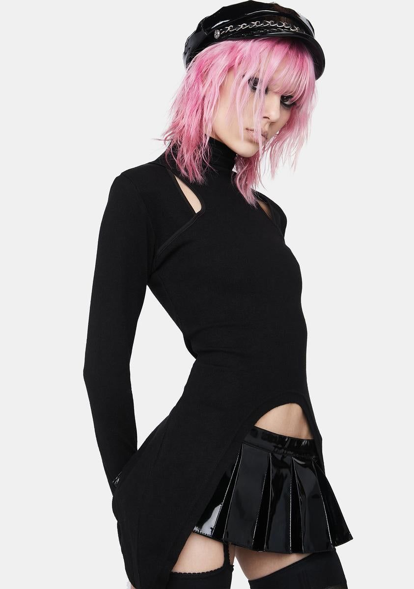 High Collar Pointed Hem Cut Out Top sold by Dolls Kill product image thumbnail 2